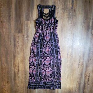 Free People Dress Womens Sz 6 Maxi Moroccan Black Lace Fairy Bohemian Whimsical